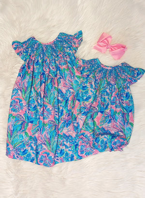 Bright Floral Smocked Dress