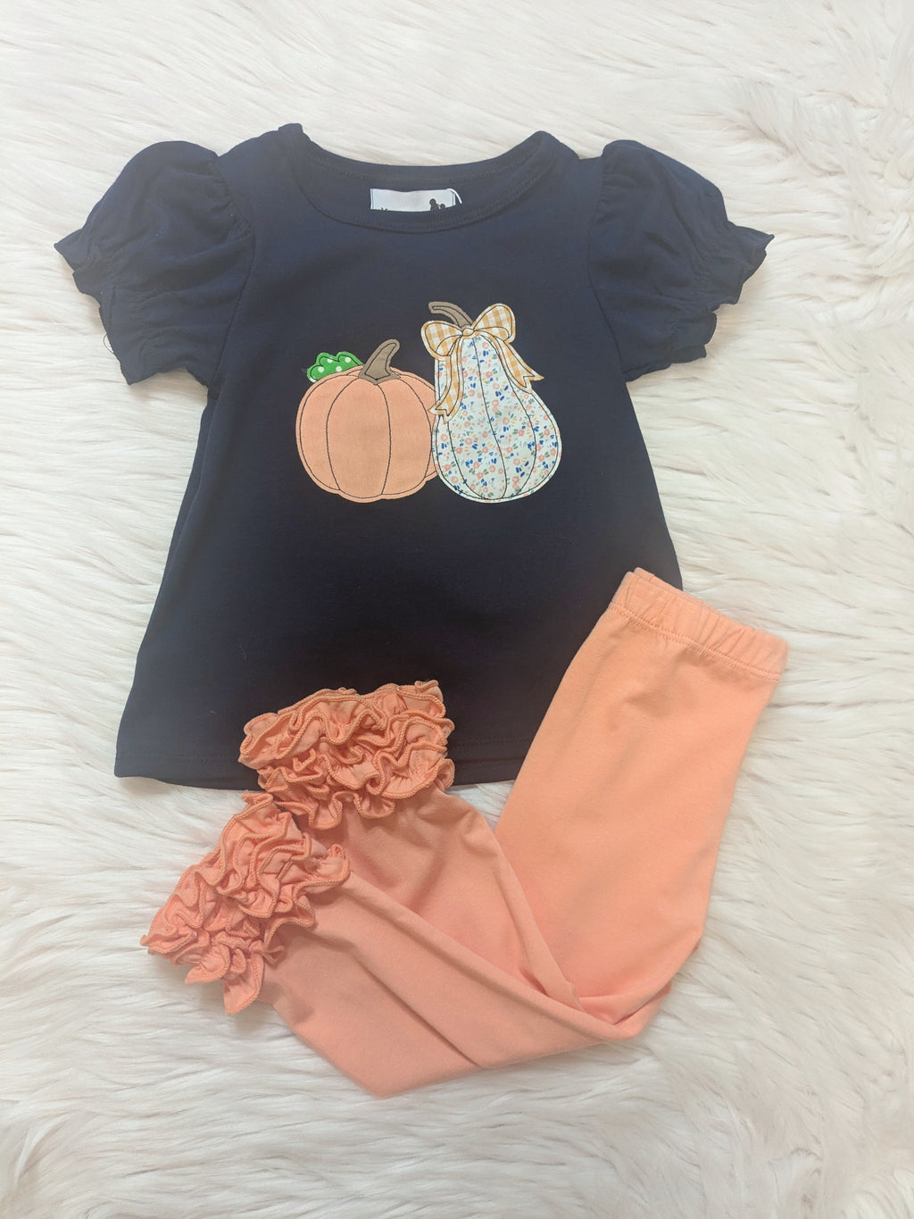 Pretty Peach Pumpkin Ruffle Leggings Set