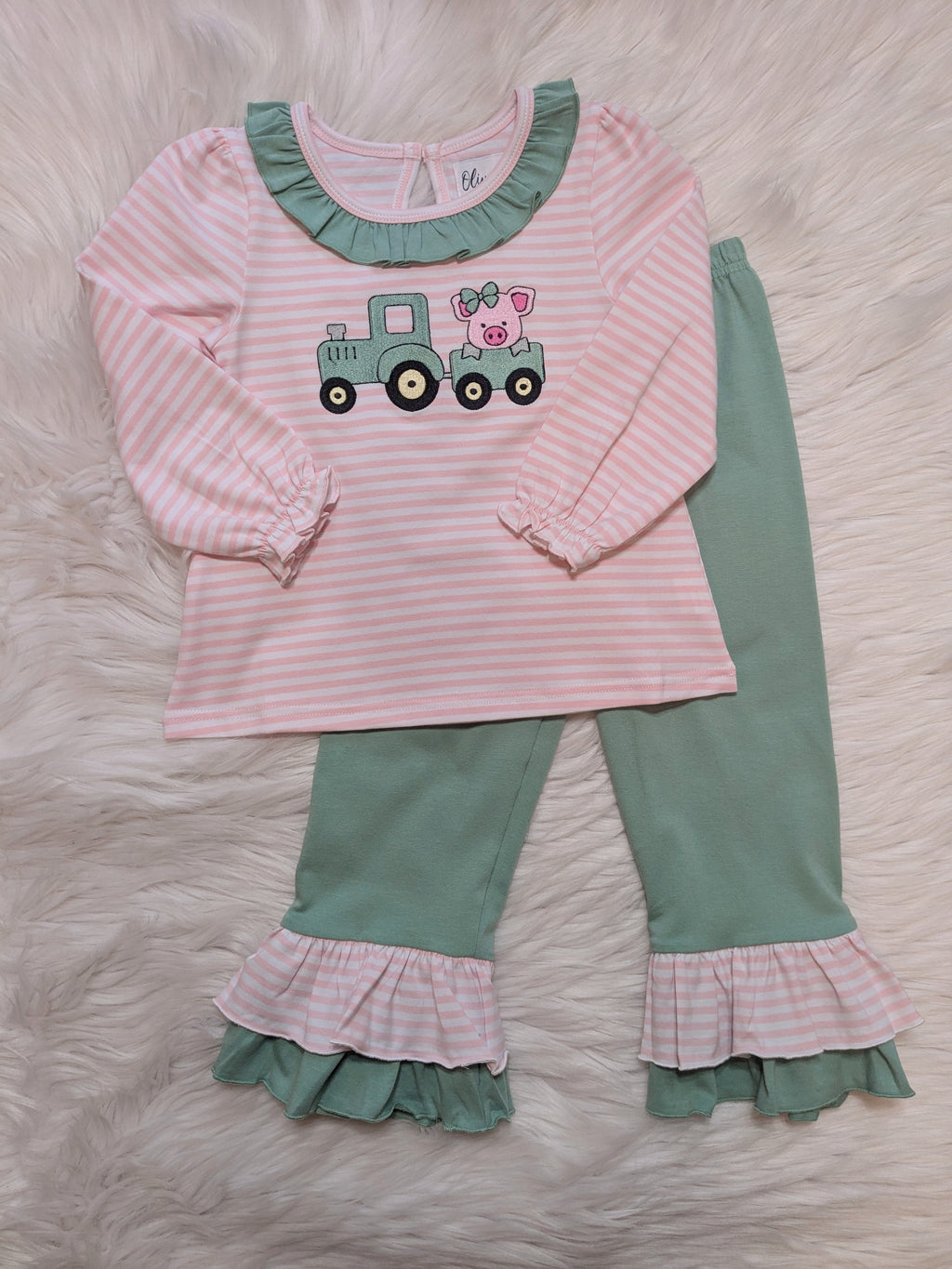 Piggy Tractor Ruffle Pant Set