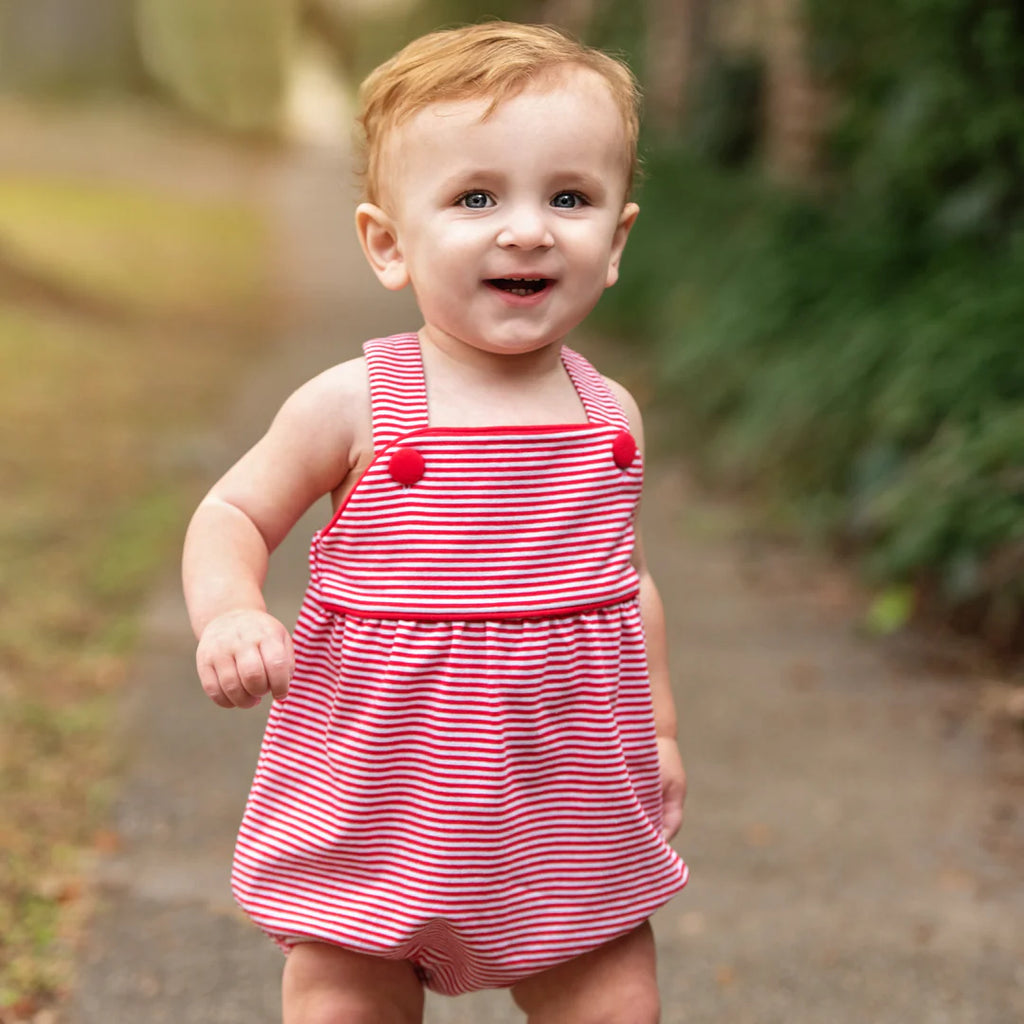 Red Striped Boy Bubble Sunsuit