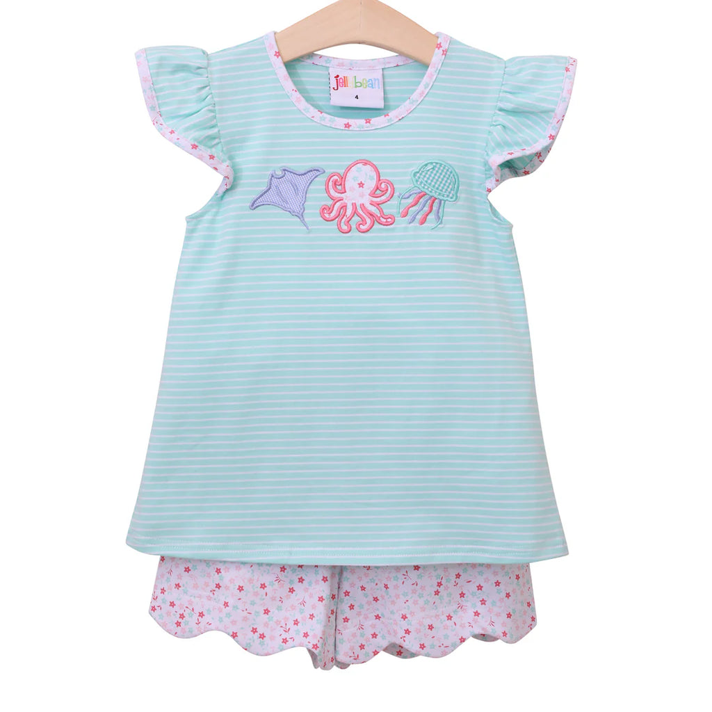 Sea Creatures Girl Short Set