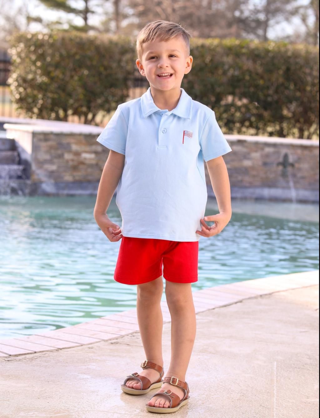 American Flag Embroidered Polo