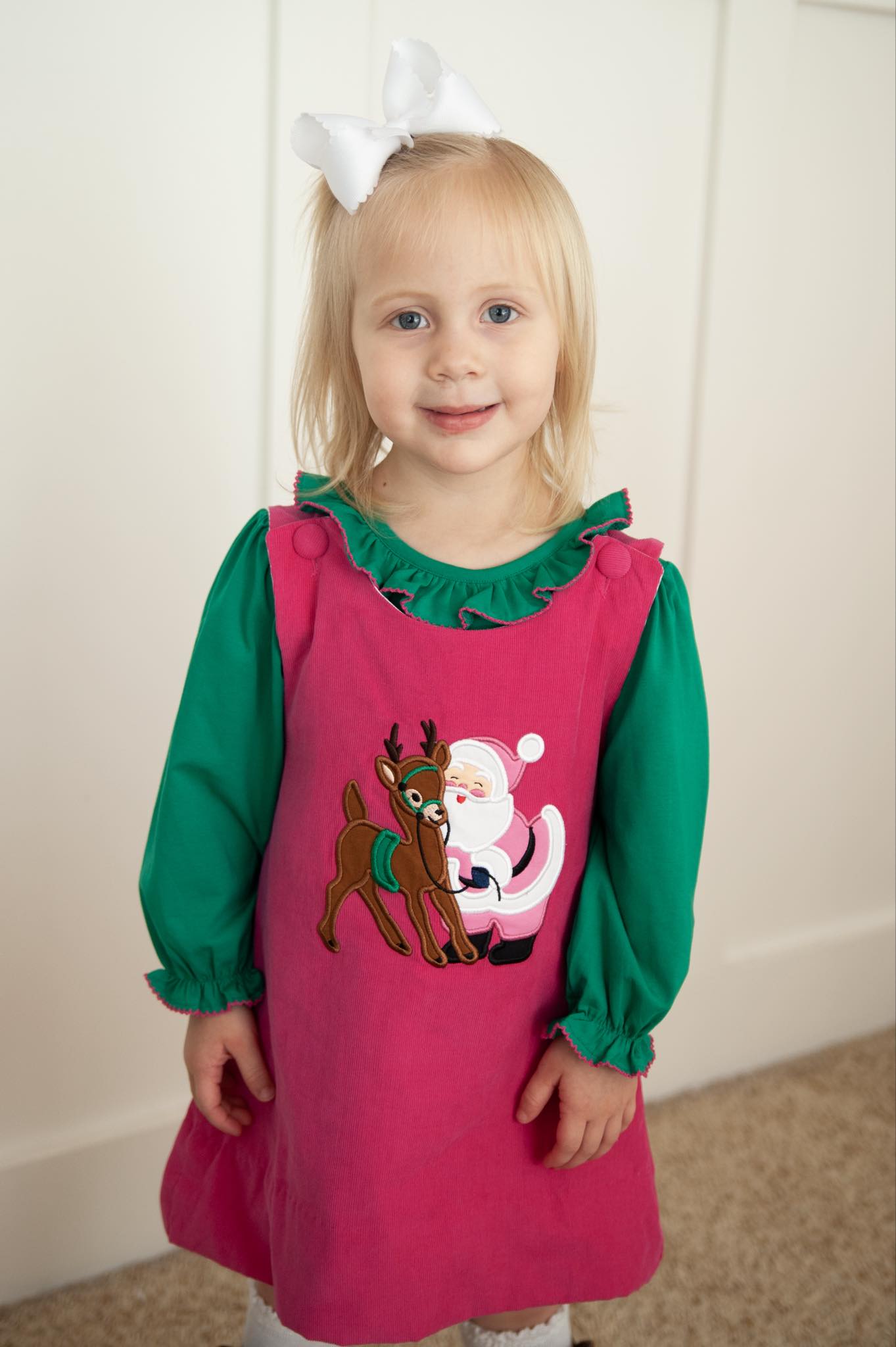 Pink Santa Corduroy Jumper Set