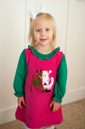 Pink Santa Corduroy Jumper Set