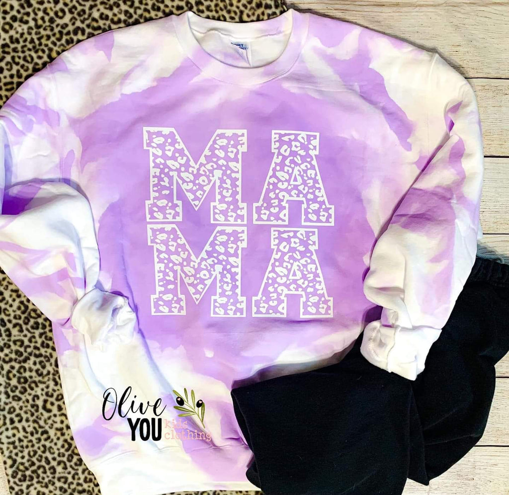 Watercolor Lavender Leopard Mama Sweatshirt