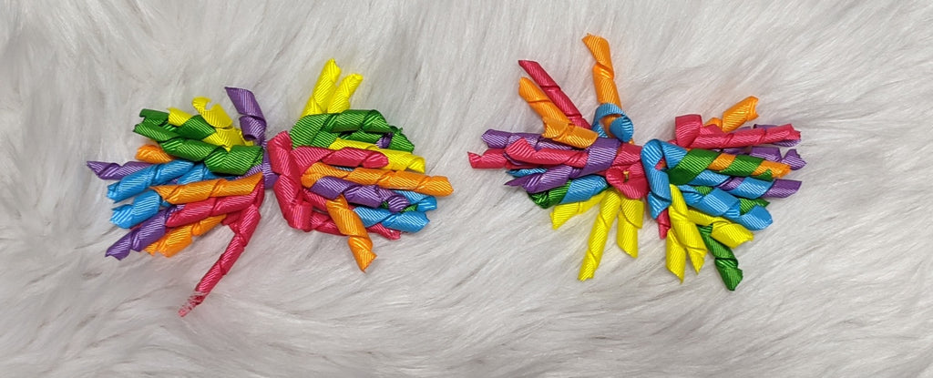 Bright Corkscrew Piggie Bow Set