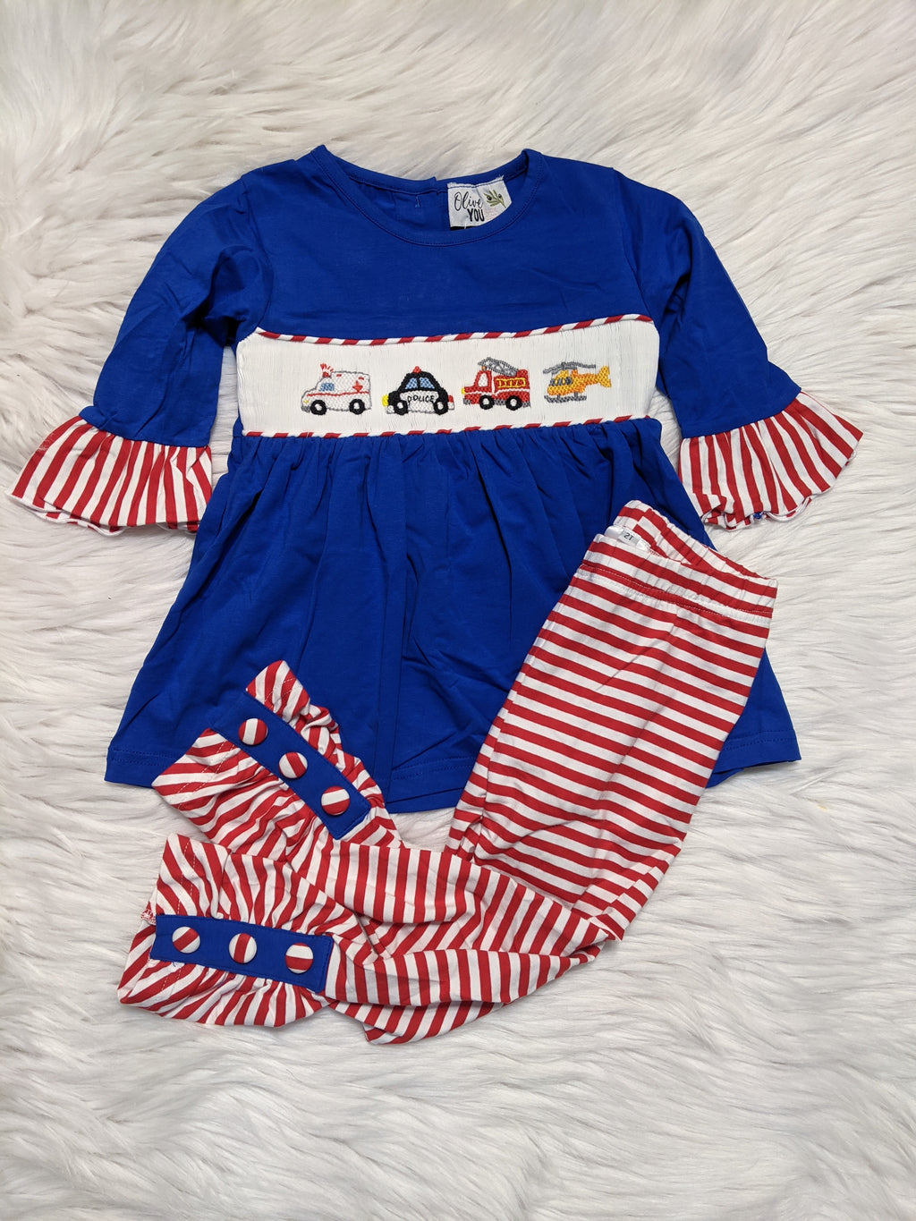 Emergency Vehicles Smocked Girl Set