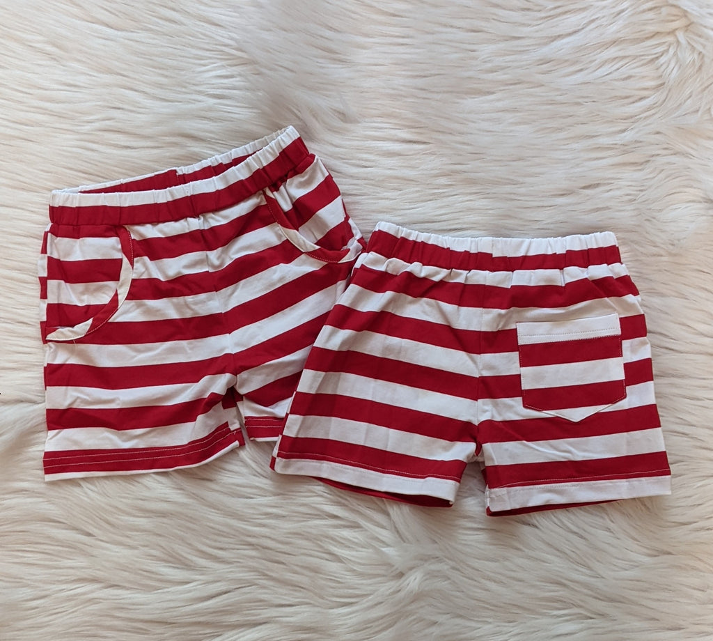 Red & White Striped Boy Shorts