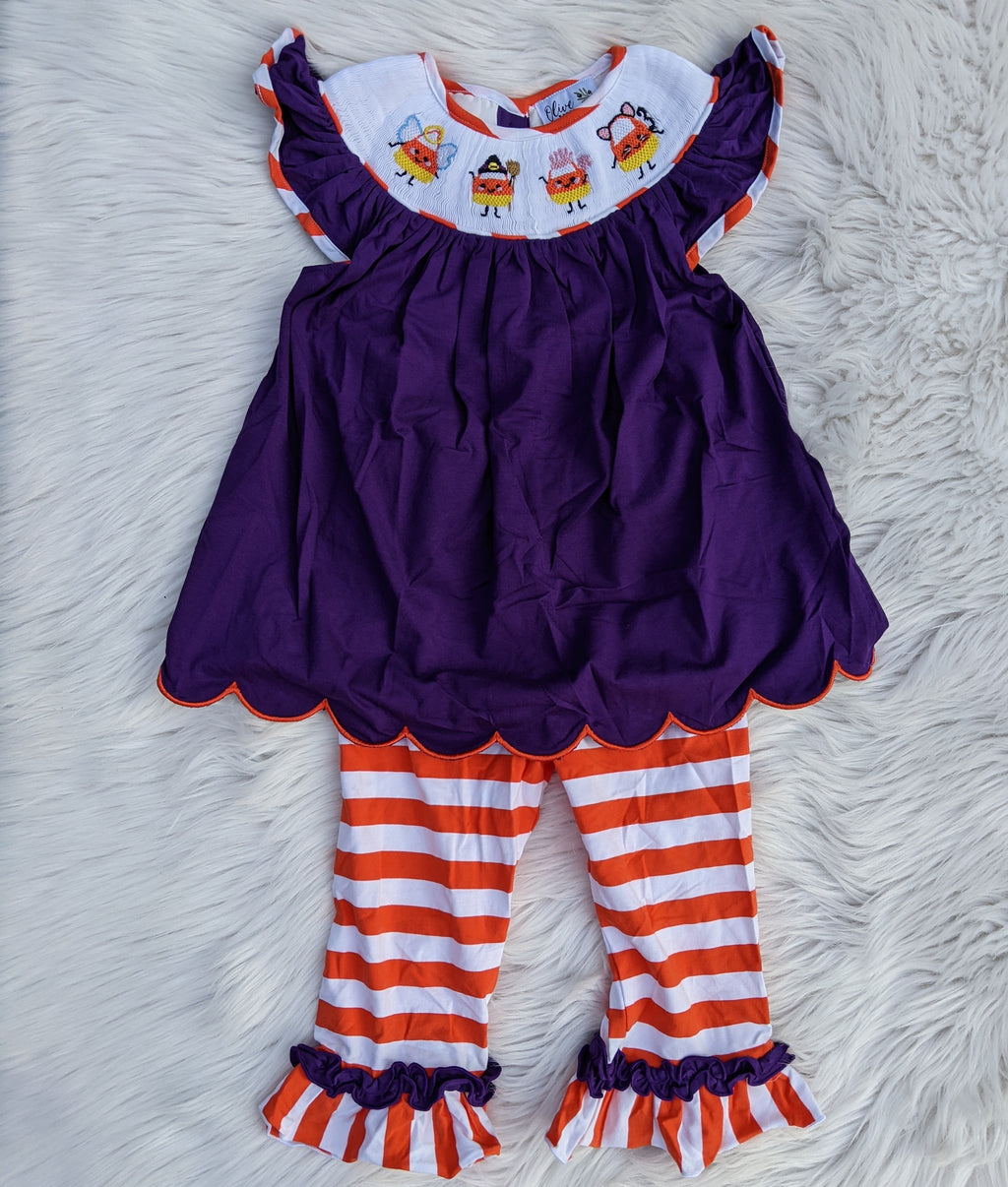 Candy Corn Costume Parade Halloween Ruffle Pant Set