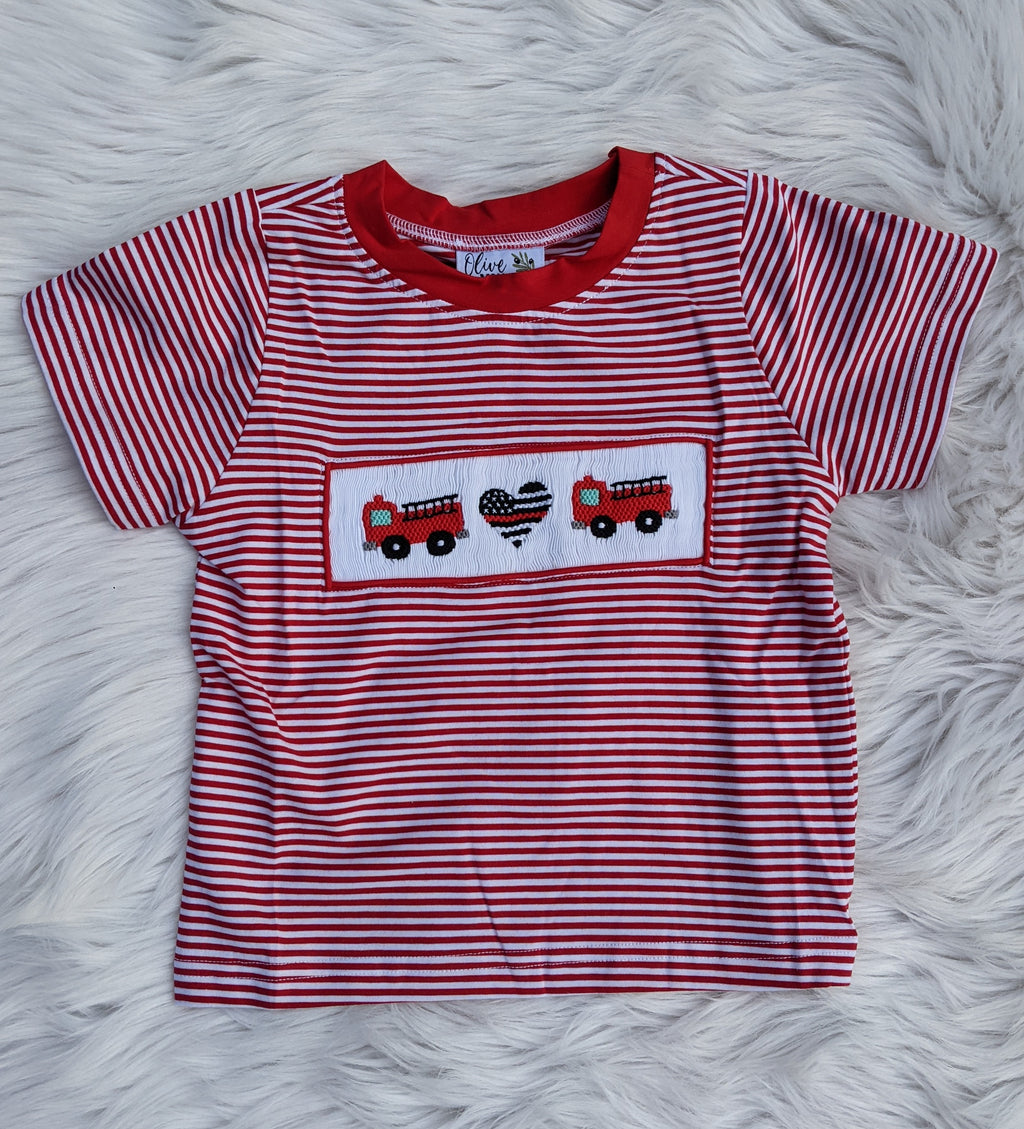 Firetruck Smocked Boy Shirt