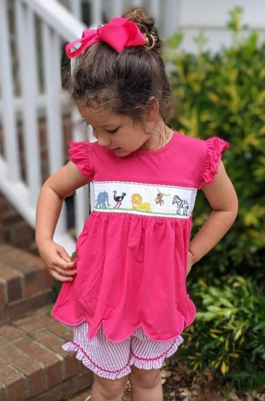 Zoo Smocked Girl Short Set